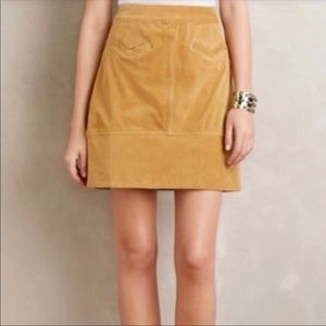 Anthropologie Maeve mustard corduroy skirt